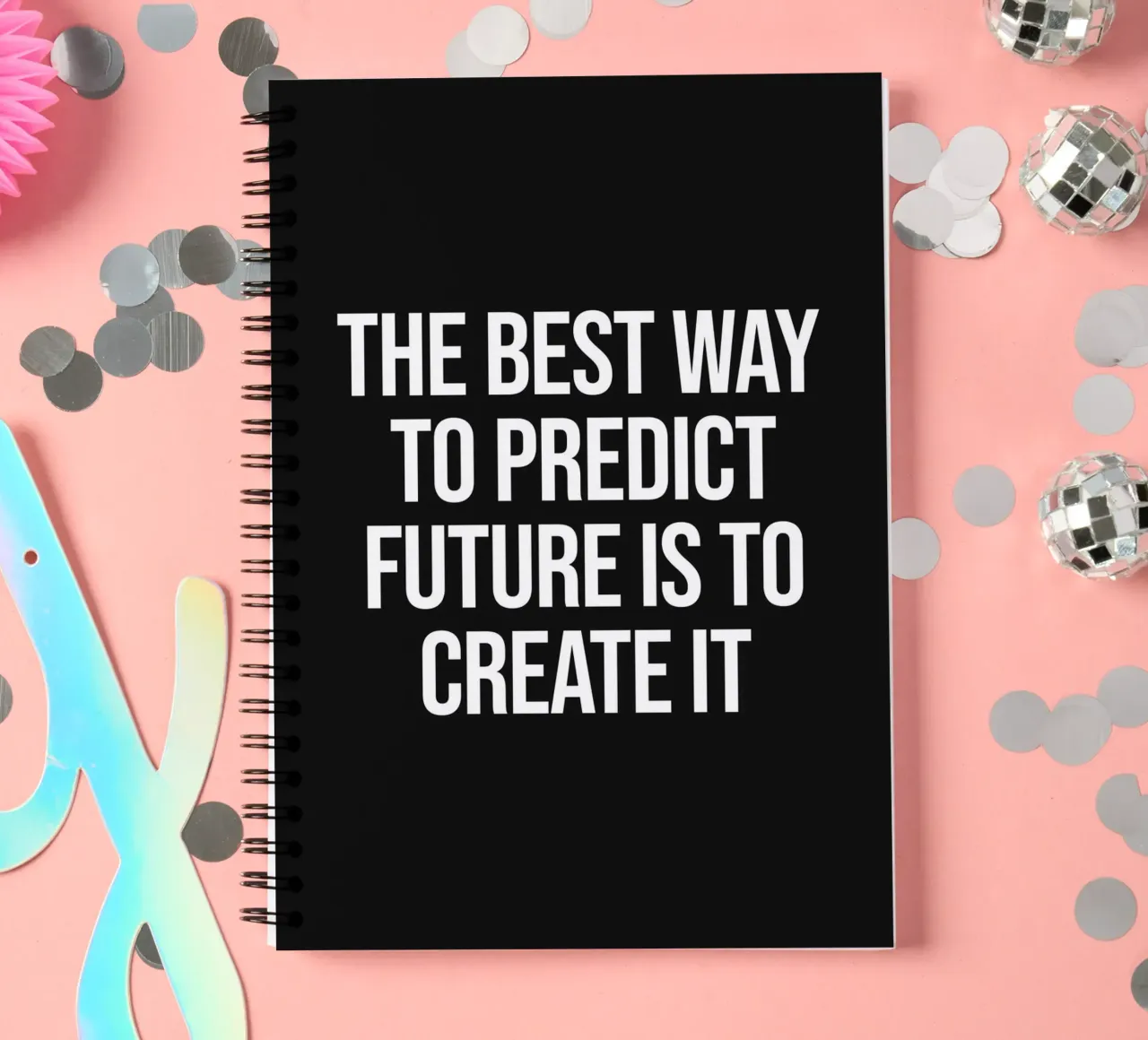 The best way to predict future is to create it quote spiral notebook by Paigaam Studio