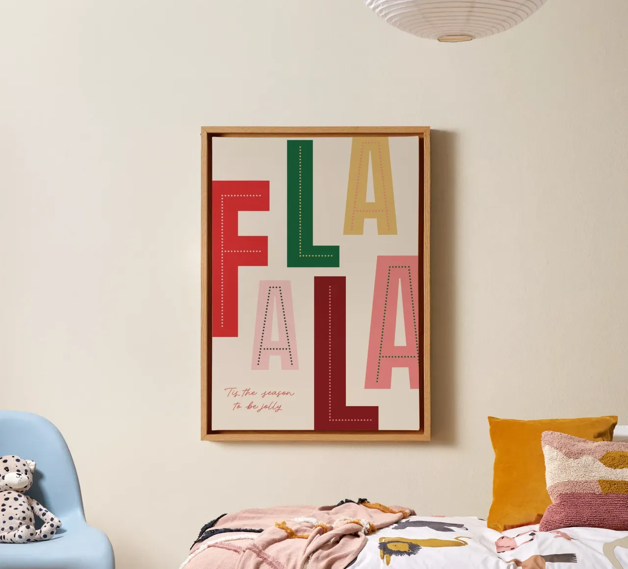 Fa La La Kerstmis Print canvas met Baklijst van Ayleen