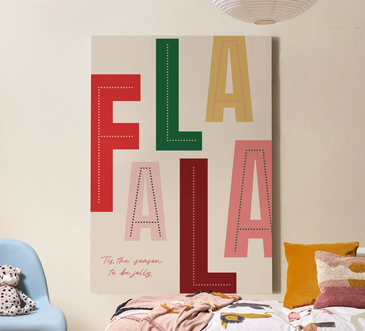 Fa La La Kerstmis Print canvas met Baklijst van Ayleen