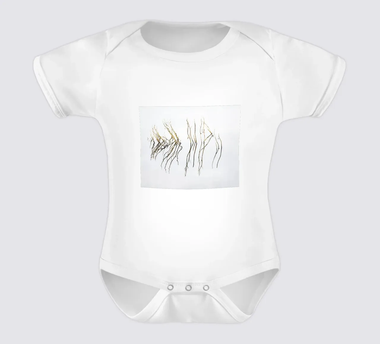 Minimal abstract reflections short-sleeve baby romper by Teresa André
