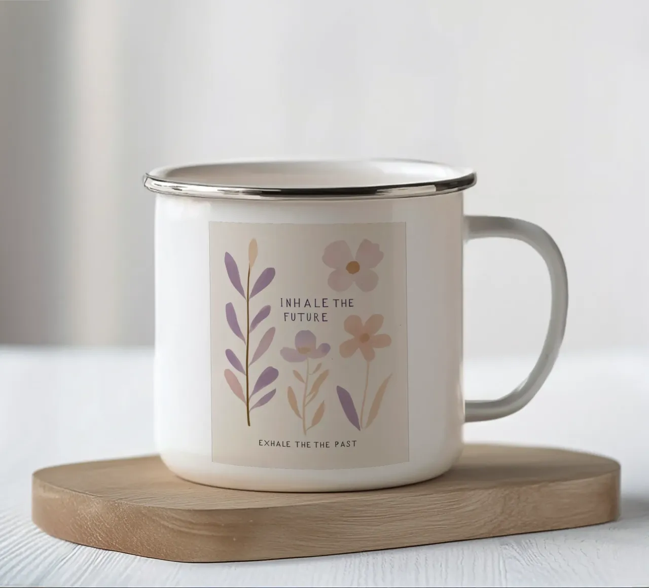 Inhale The Future Exhale The Past tazza in smalto da treechild