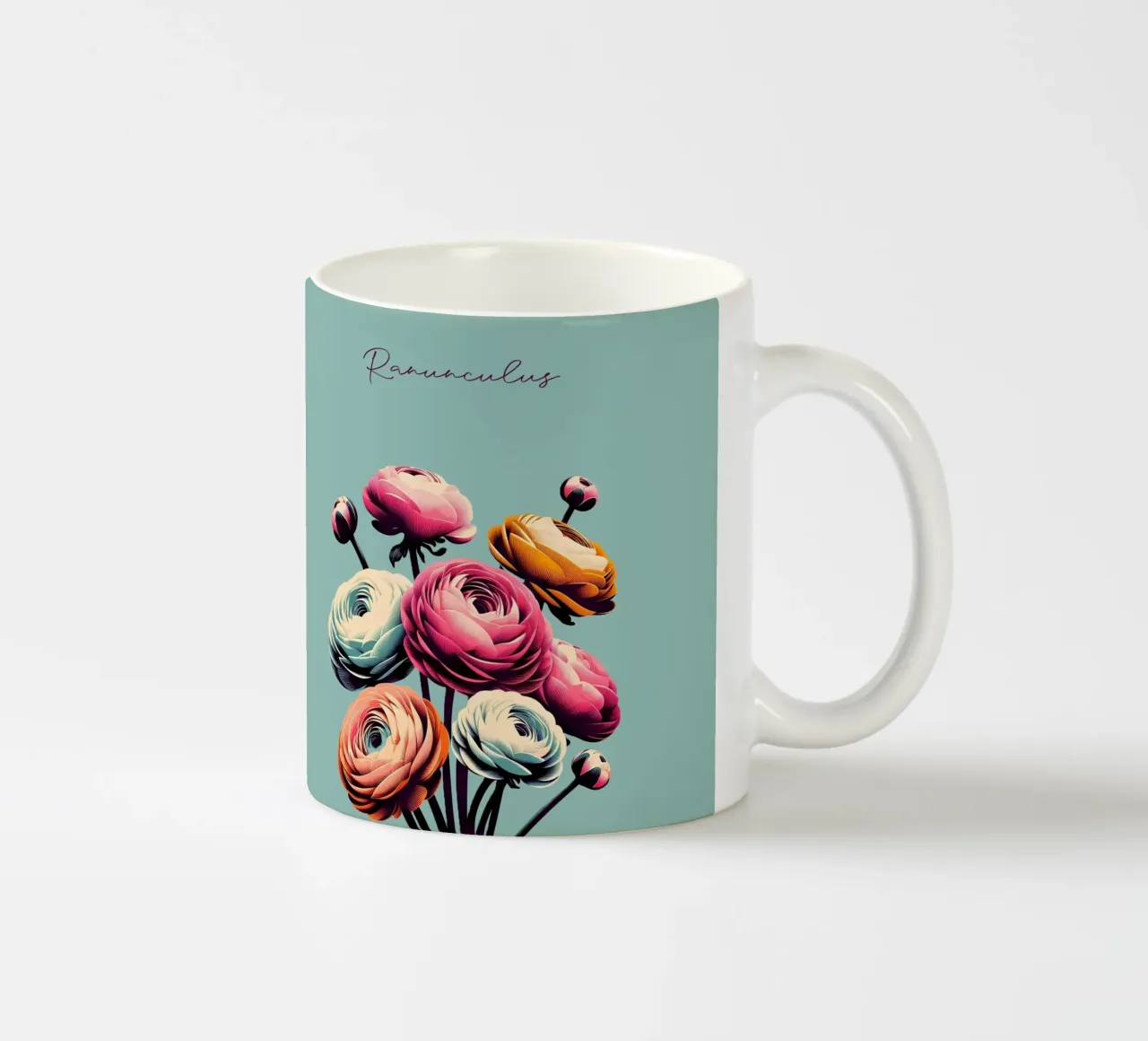 Ranunculus ceramic mug by Digital Naive