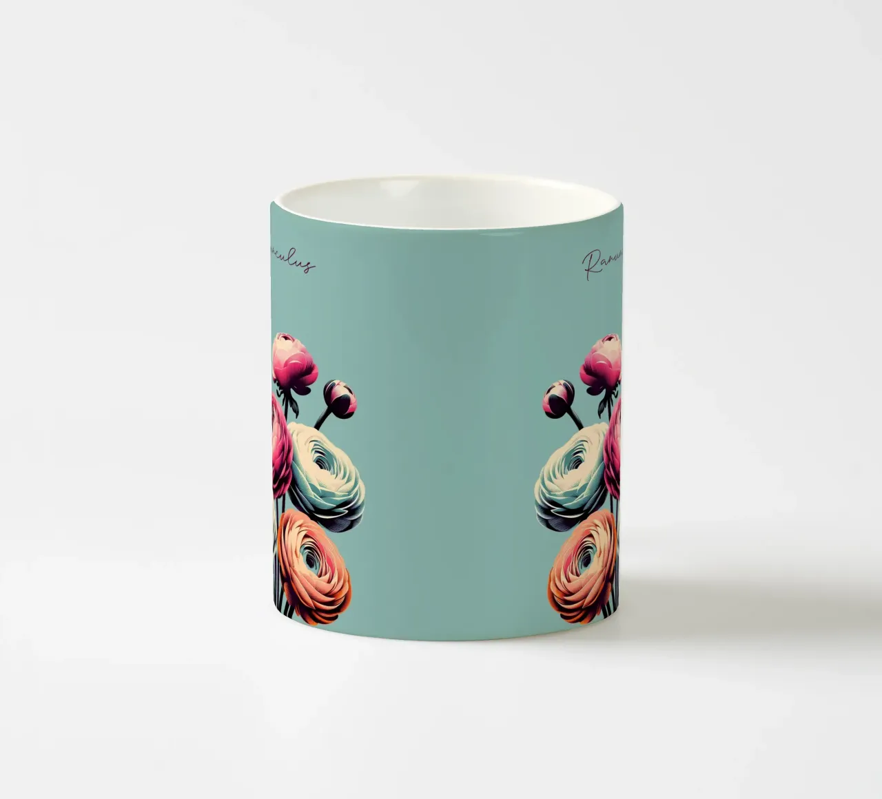 Ranunculus ceramic mug by Digital Naive
