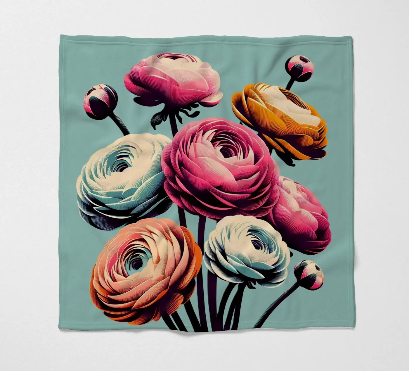 Ranunkel Fleecedecke von Digital Naive