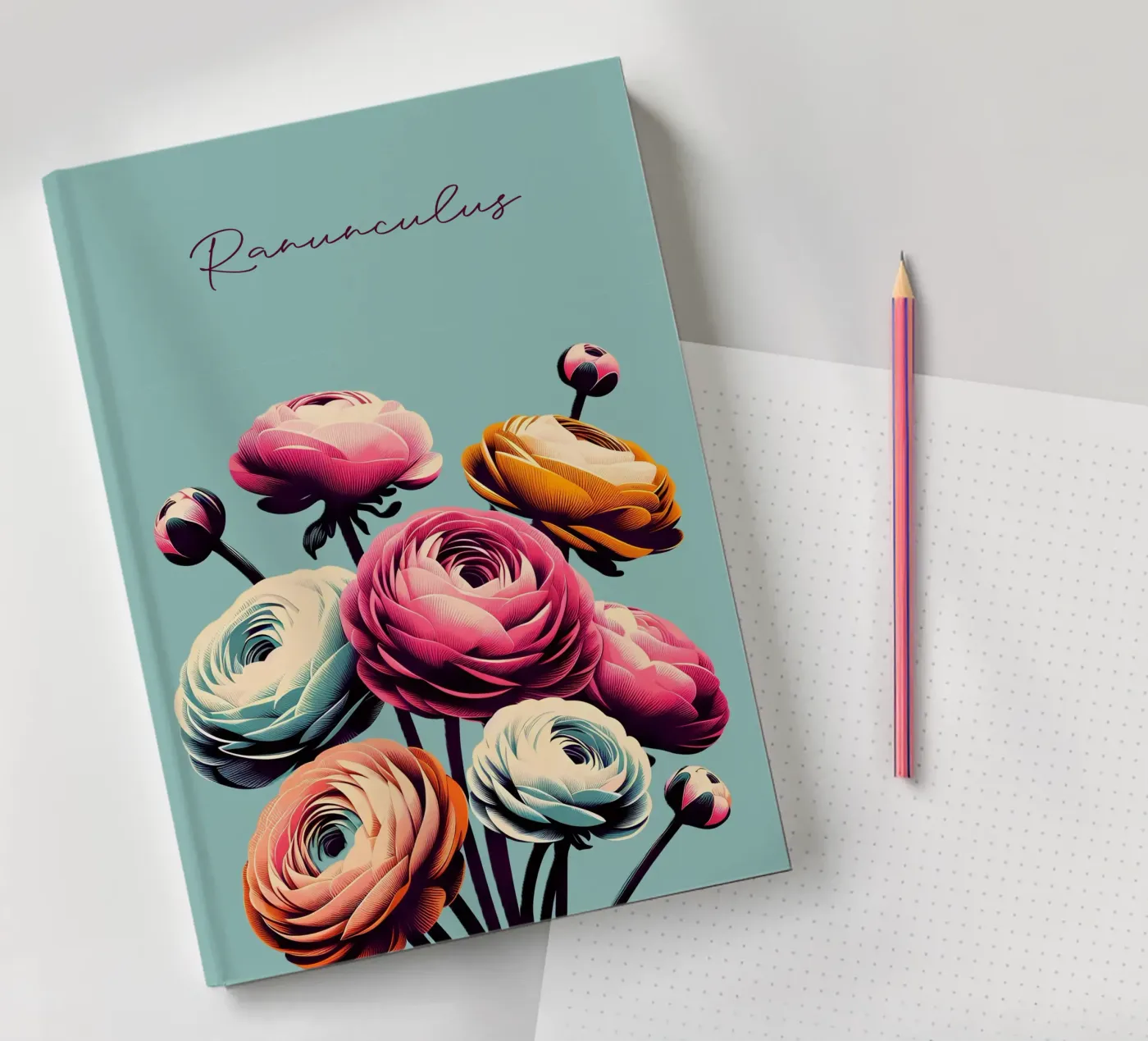 Ranunculus notebook by Digital Naive