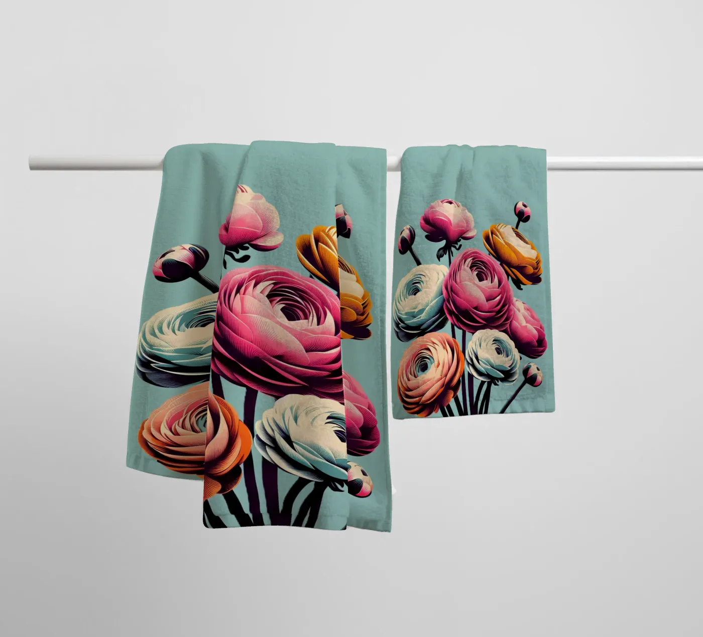 Ranunculus towel by Digital Naive