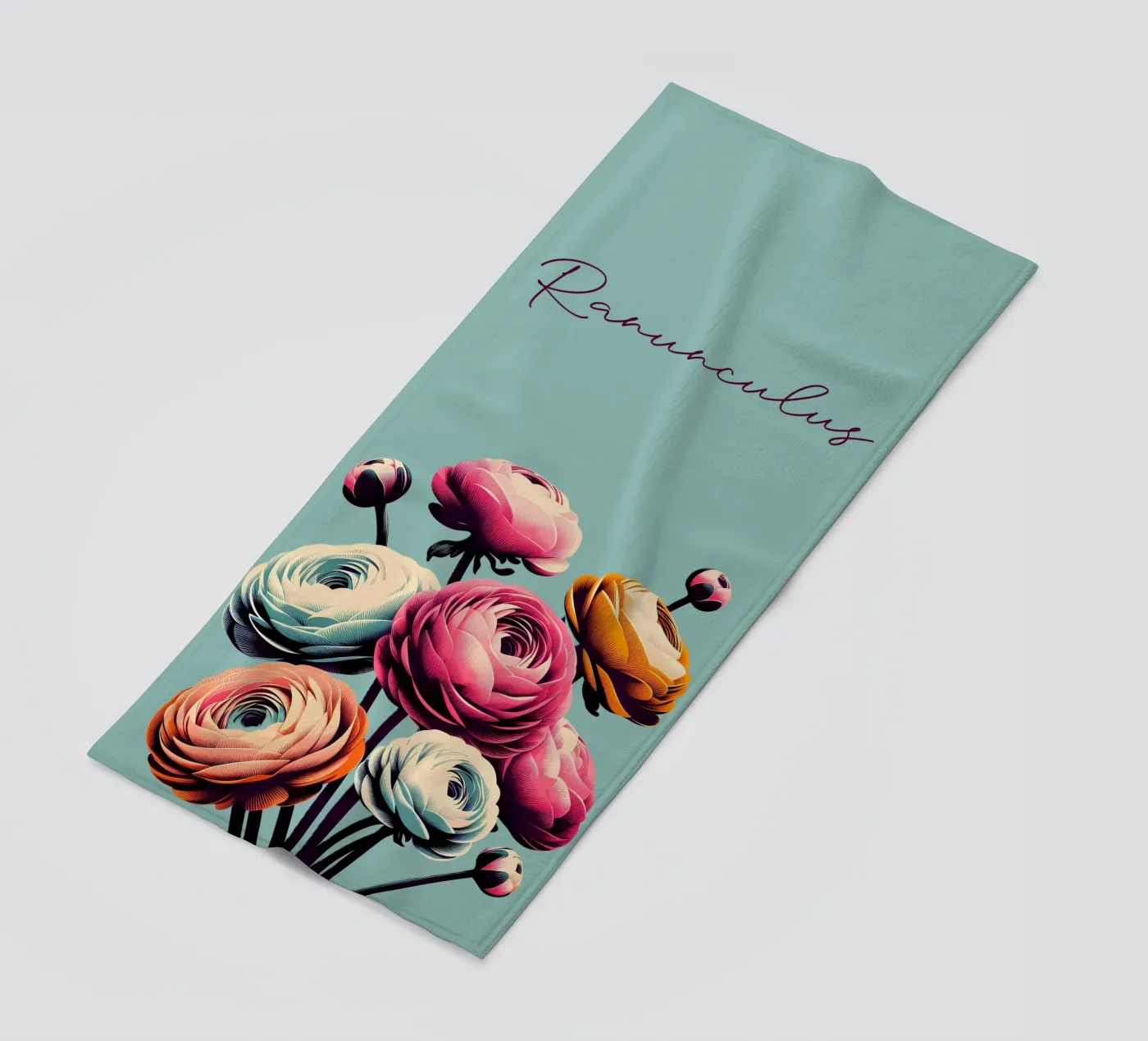Ranunculus beach towel by Digital Naive