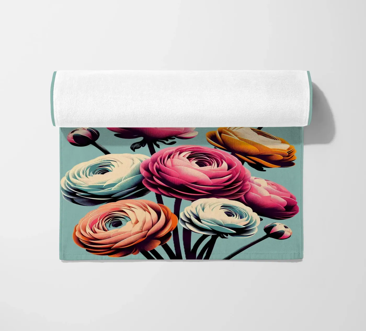 Ranunculus beach towel by Digital Naive
