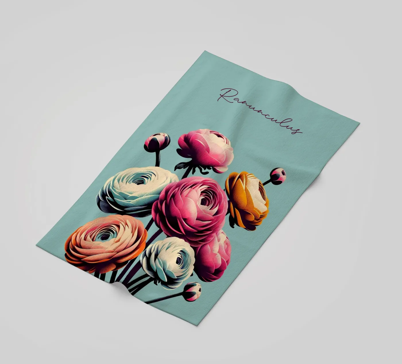 Ranunculus beach towel by Digital Naive