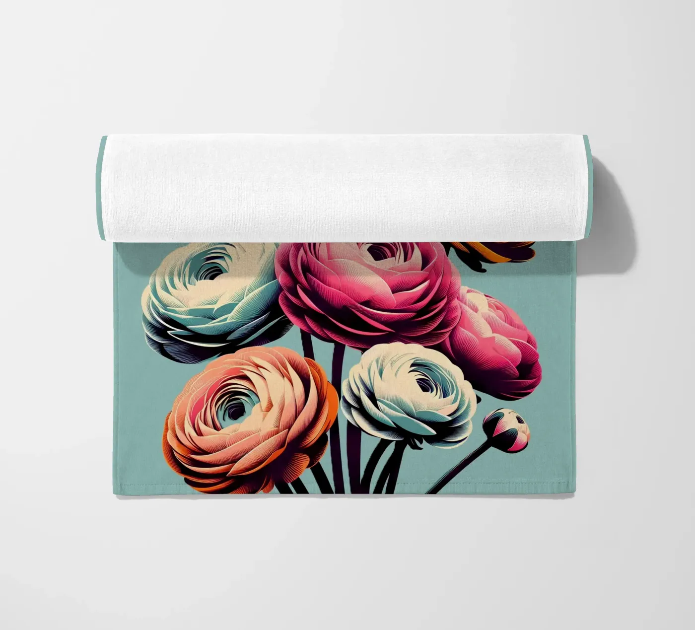 Ranunculus beach towel by Digital Naive