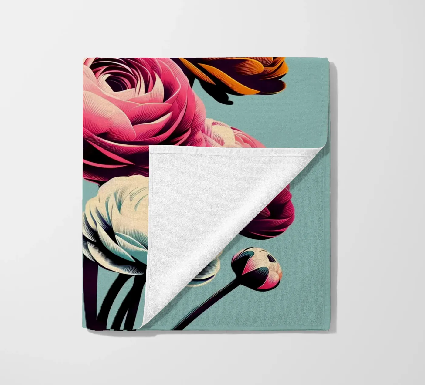 Ranunculus beach towel by Digital Naive
