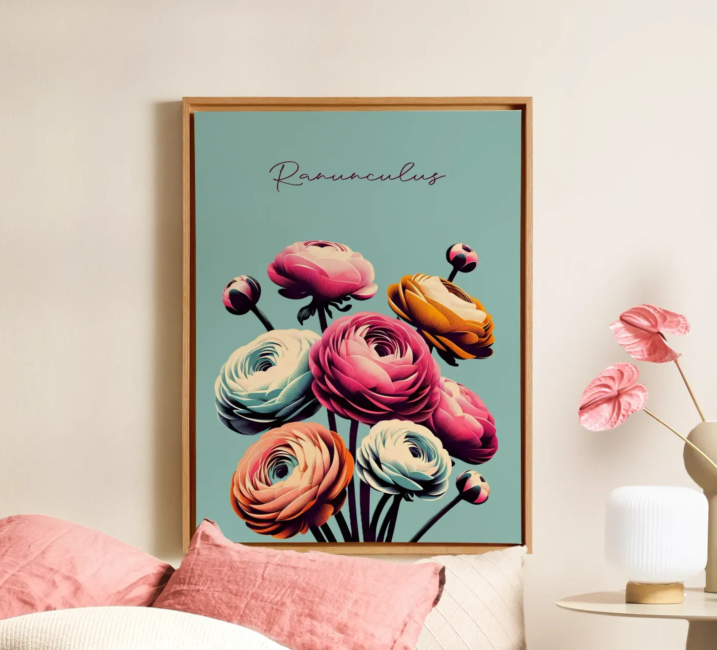 Ranonkel canvas van Digital Naive