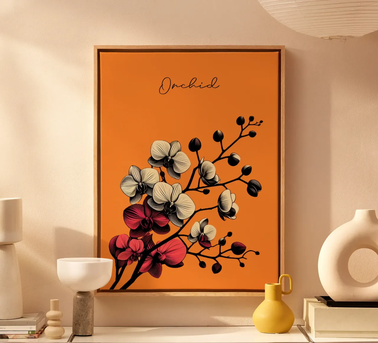 Orchidee tela con Cornice a cassetta da Digital Naive