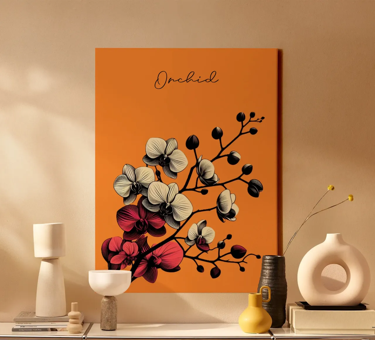 Orchidee tela con Cornice a cassetta da Digital Naive