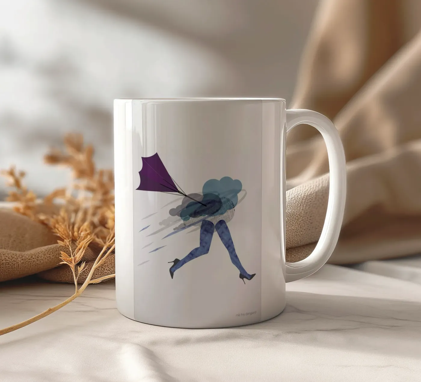 Stressed ceramic mug by Mie Frey Damgaard