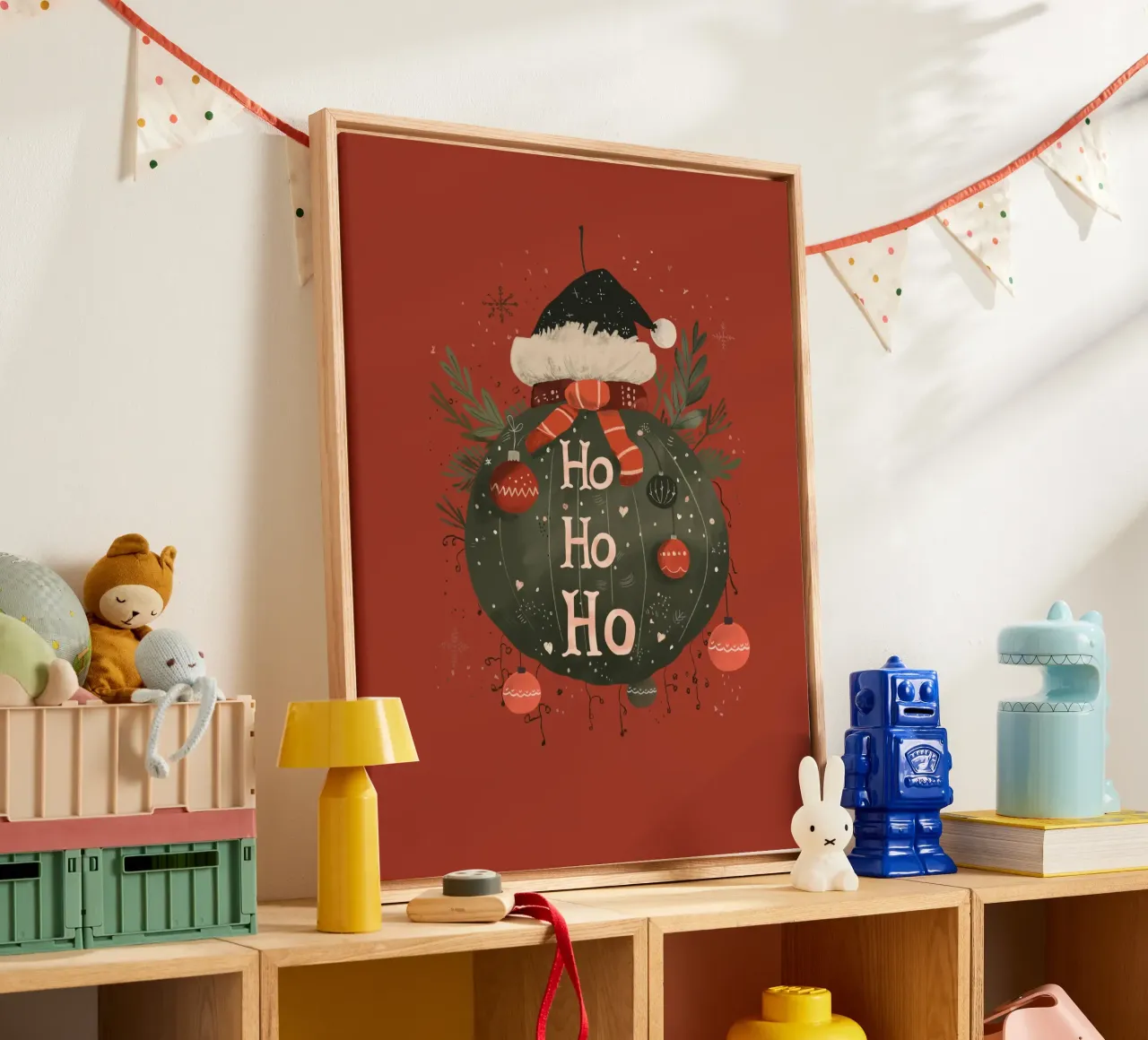 Festive Ho Ho Ho Bauble Red canvas by ArtsySesta