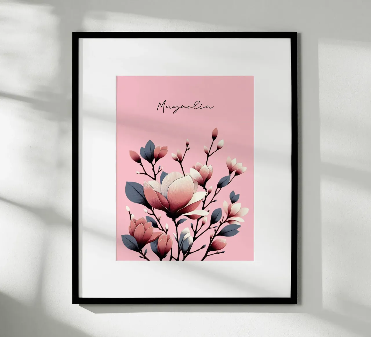Magnolie poster con telaio in alluminio da Digital Naive