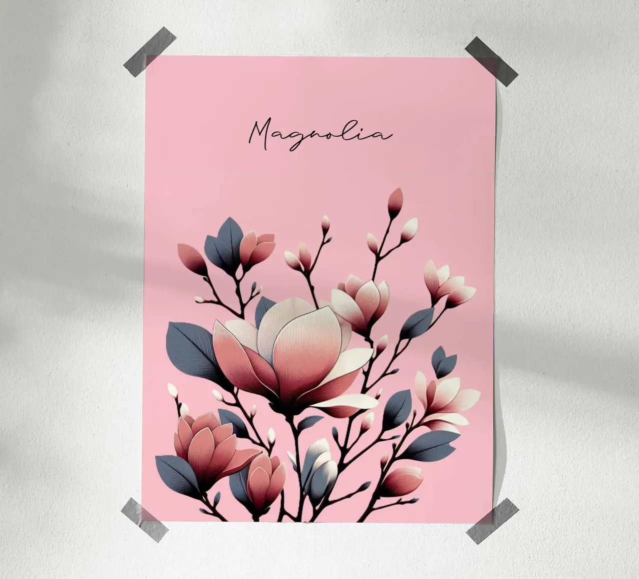 Magnolie poster con telaio in alluminio da Digital Naive