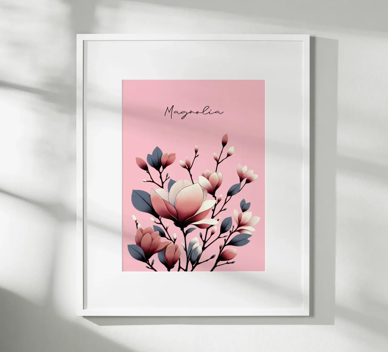 Magnolie poster con telaio in alluminio da Digital Naive