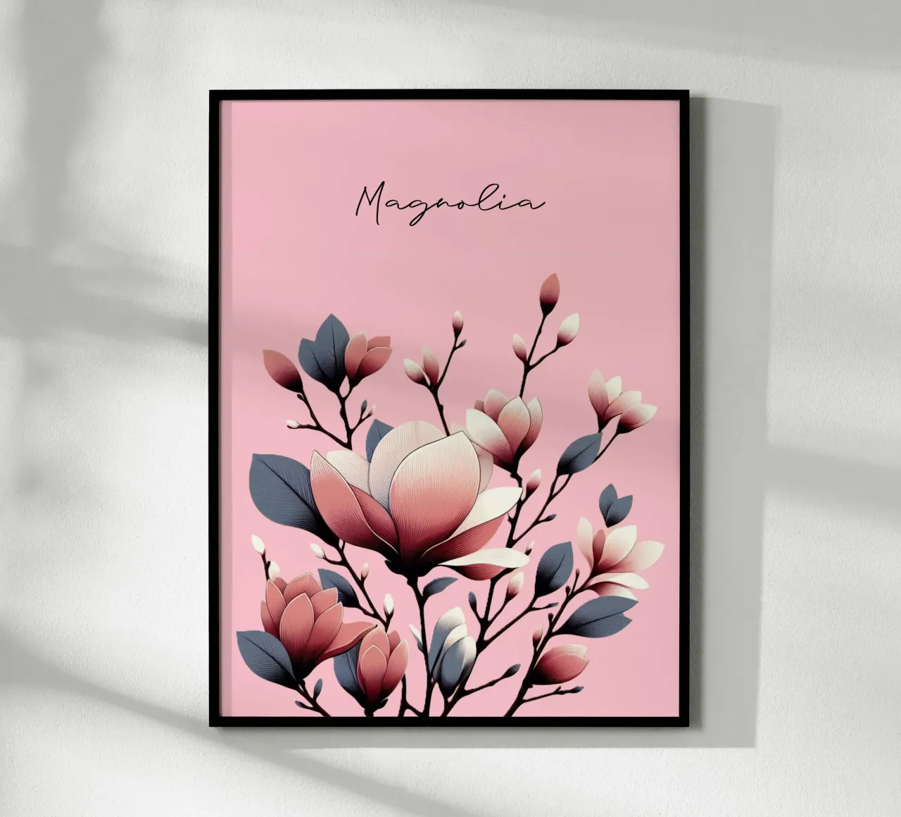 Magnolie poster con telaio in alluminio da Digital Naive