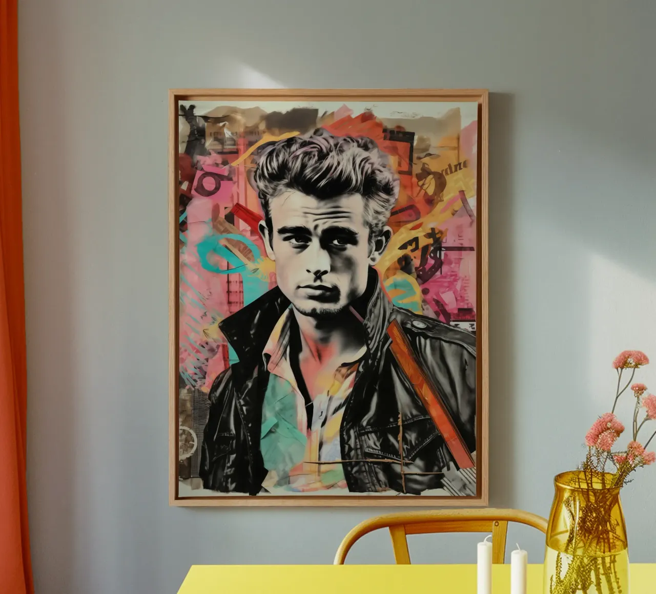 Ritratto di James Dean | Fan art retrò tela con Cornice a cassetta da Autofocus