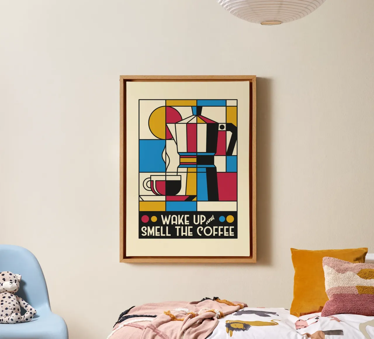 Wake Up And Smell The Coffee Mondrian tela con Cornice a cassetta da Tobe Fonseca