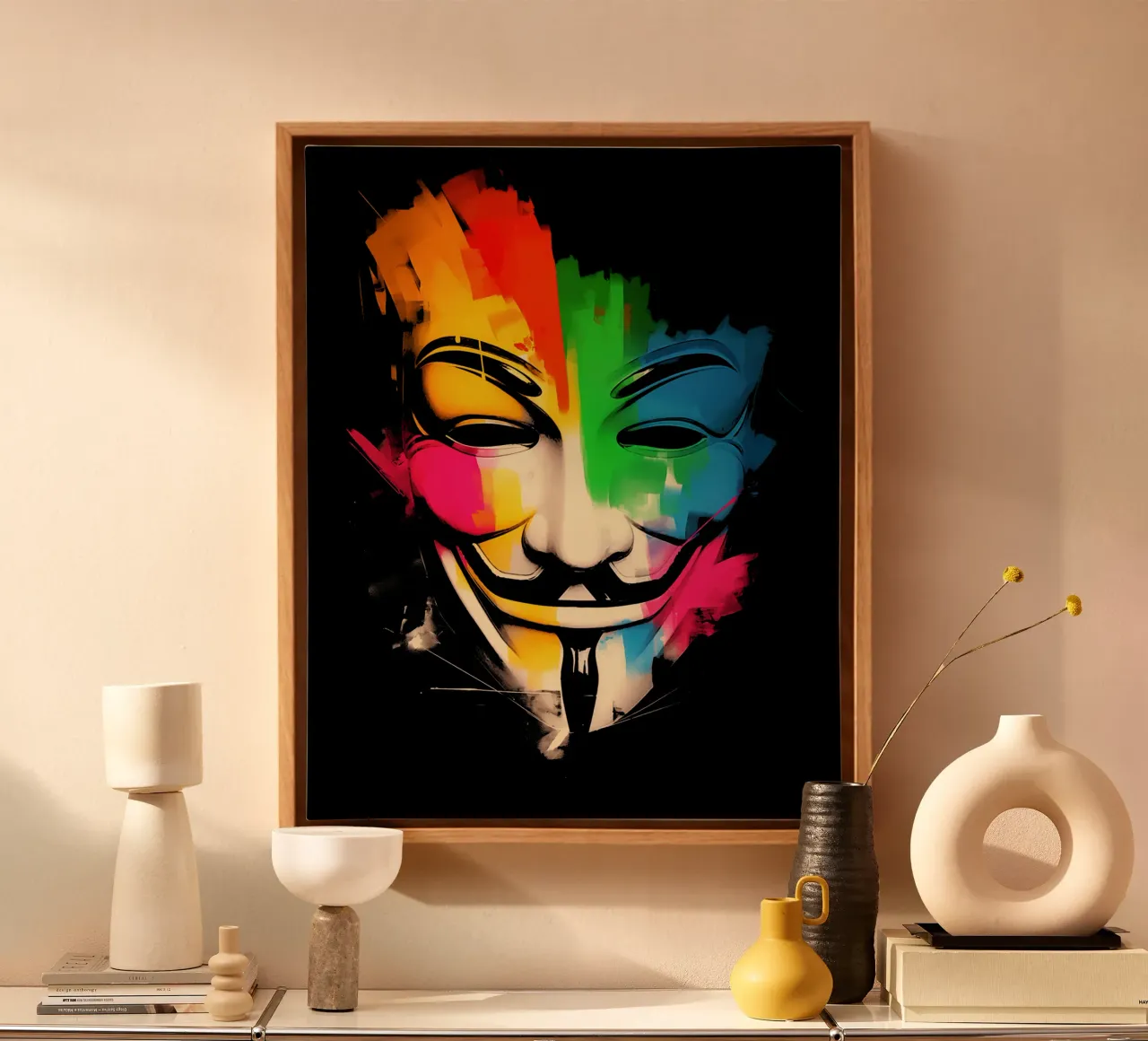 Wir sind Anonymous canvas with Floater frame by Autofocus