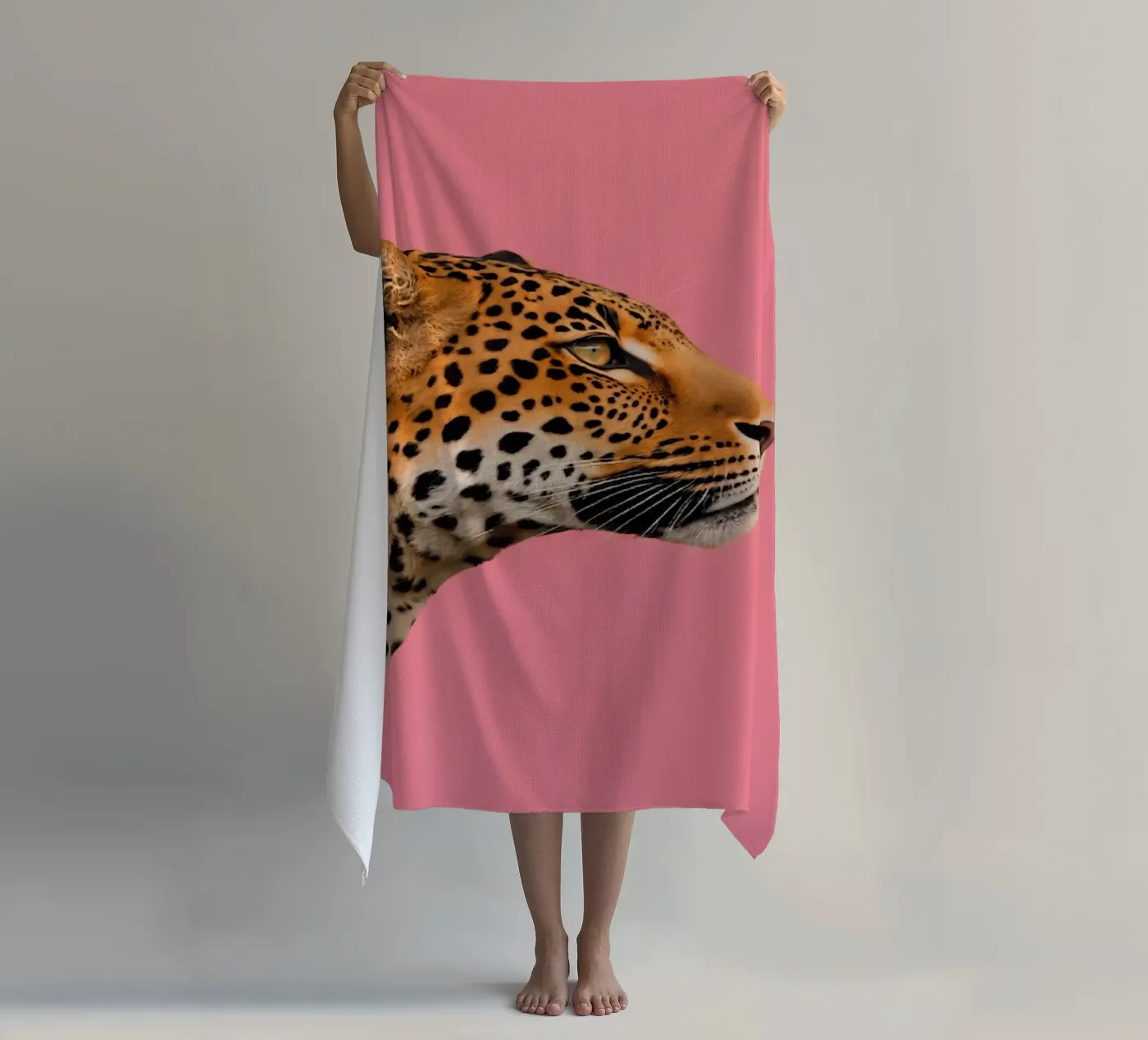 Leopard pink background telo mare da Eliban