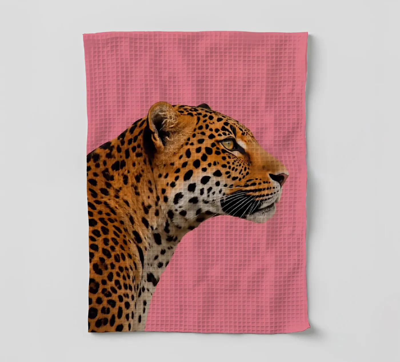 Leopard pink background torchon de Eliban