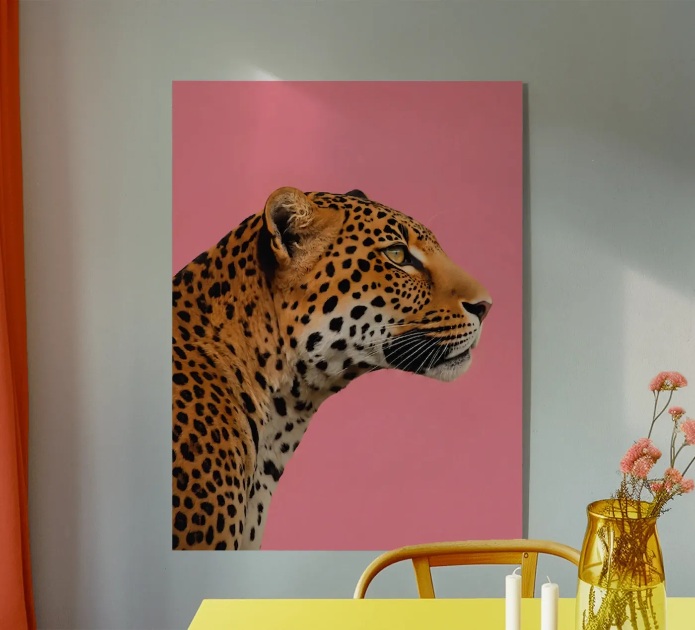 Leopard pink background plexiglas de Eliban