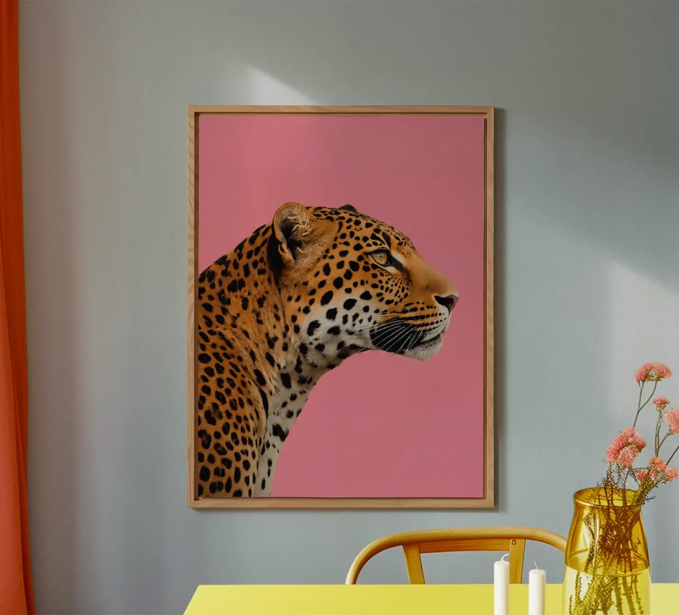 Leopard pink background alluminio dibond da Eliban