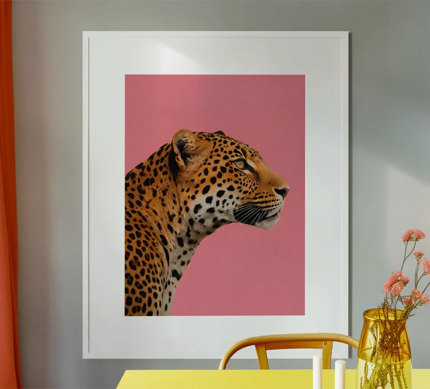 Leopard pink background Poster von Eliban