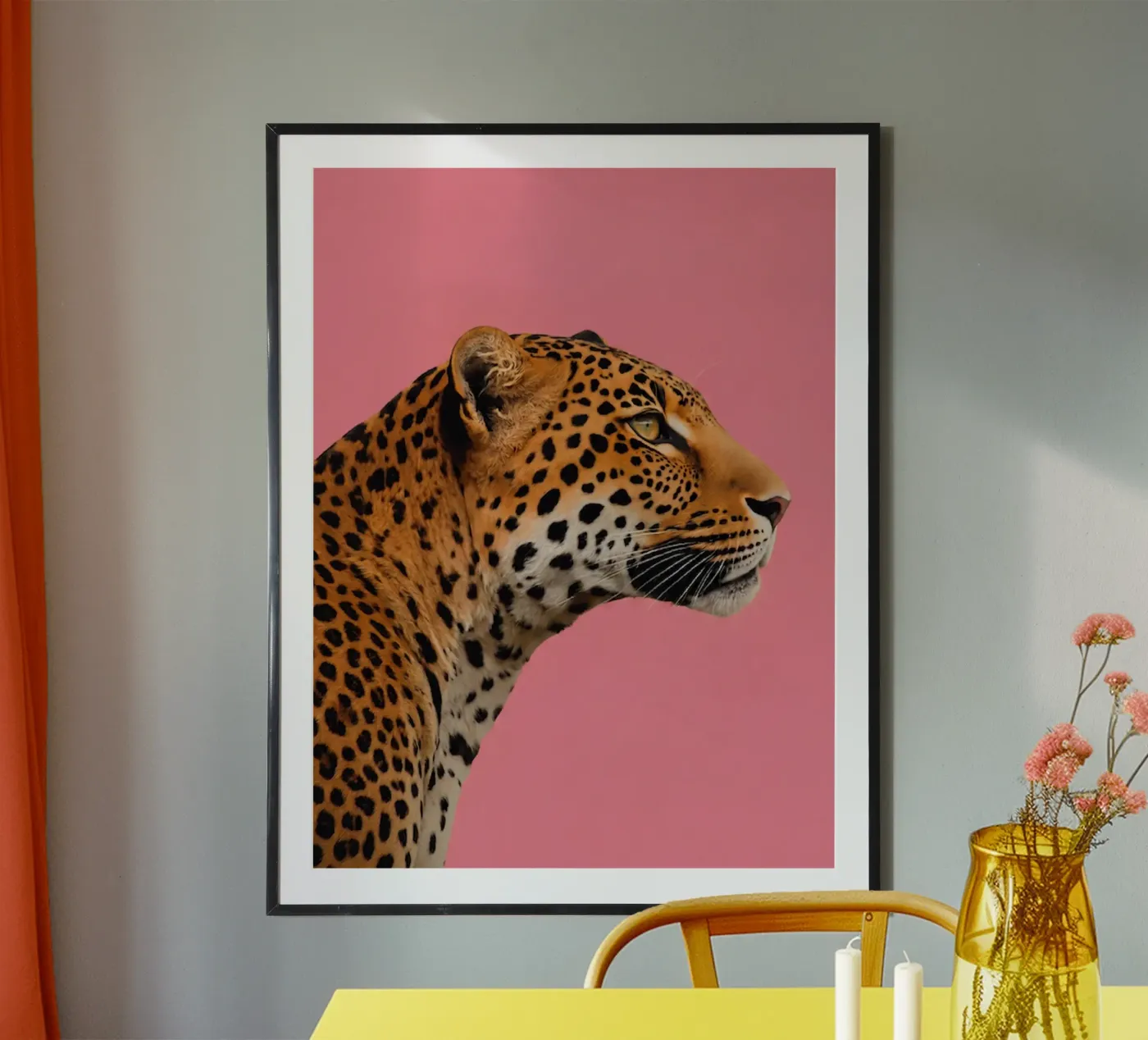 Leopard pink background Poster von Eliban