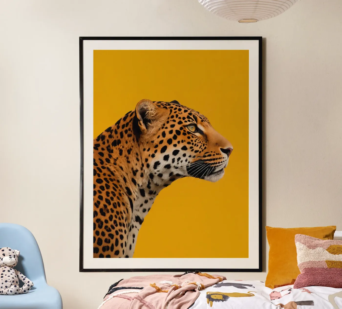 Leopard yellow background poster de Eliban