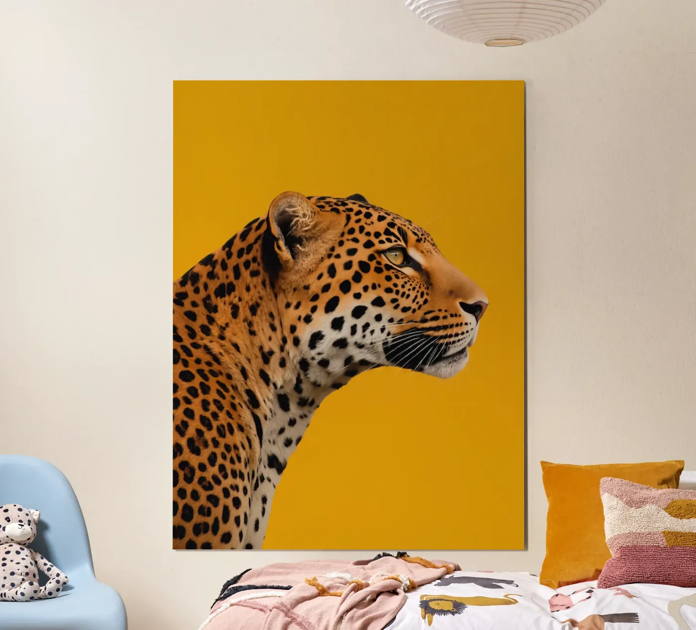 Leopard yellow background poster de Eliban