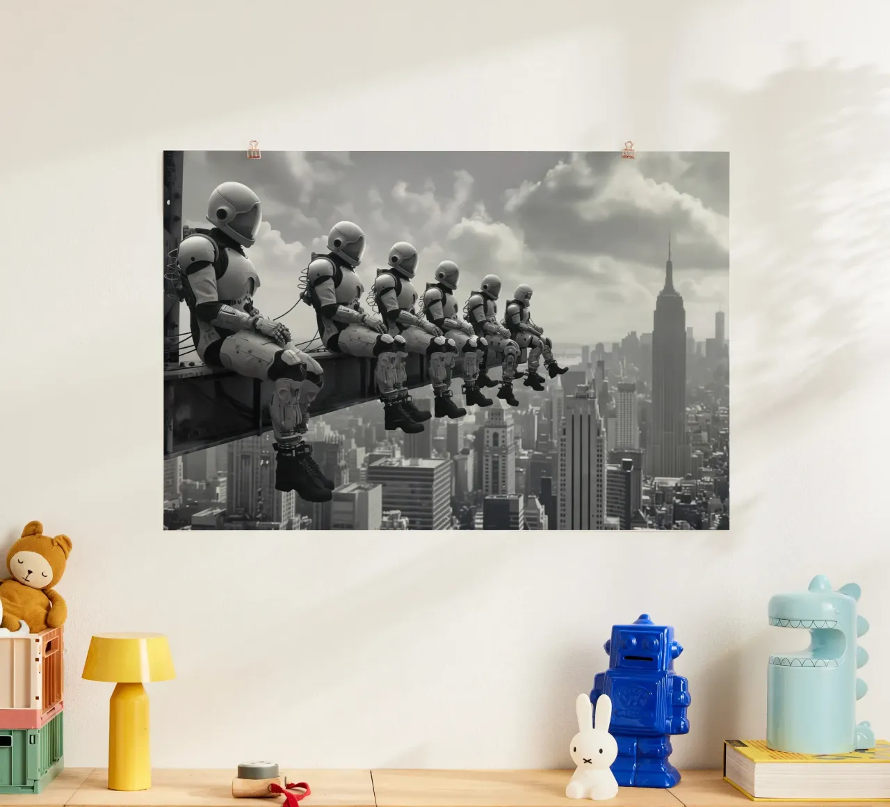 Roboter Mittagspause auf einem Wolkenkratzer Hahnemühle von Autofocus