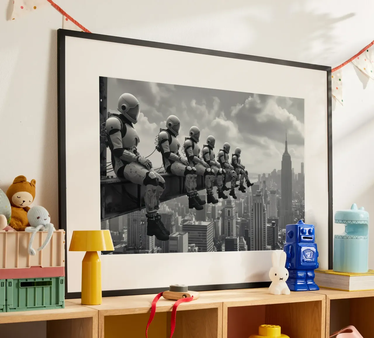 Roboter Mittagspause auf einem Wolkenkratzer Hahnemühle von Autofocus