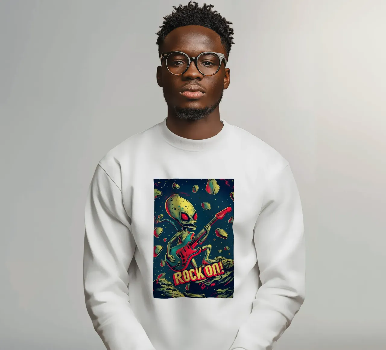 Hard Rock Alien with guitar - Rock On sweatshirt by Autofocus