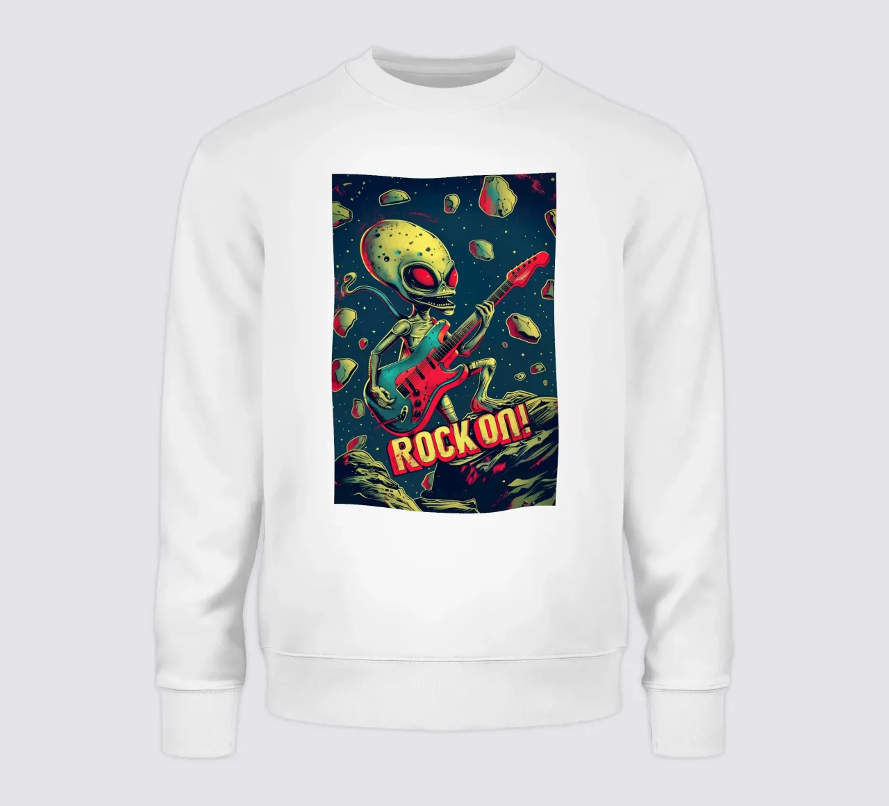 Hard Rock Alien with guitar - Rock On sweatshirt by Autofocus