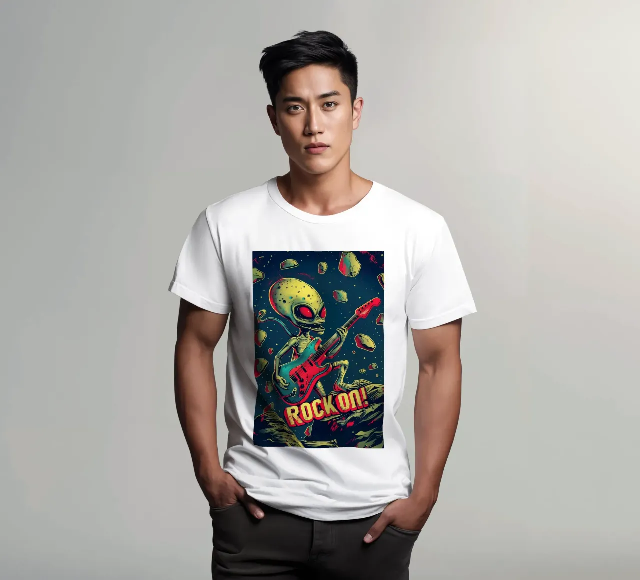 Hard Rock Alien con chitarra - Rock On t-shirt da Autofocus