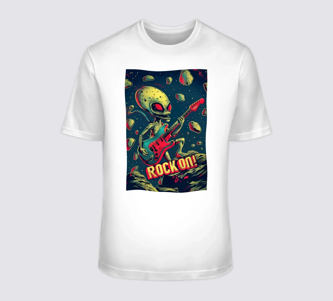 Hard Rock Alien con chitarra - Rock On t-shirt da Autofocus