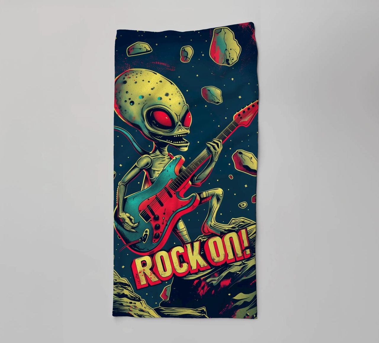 Hard Rock Alien mit Gitarre - Rock On Handtuch von Autofocus