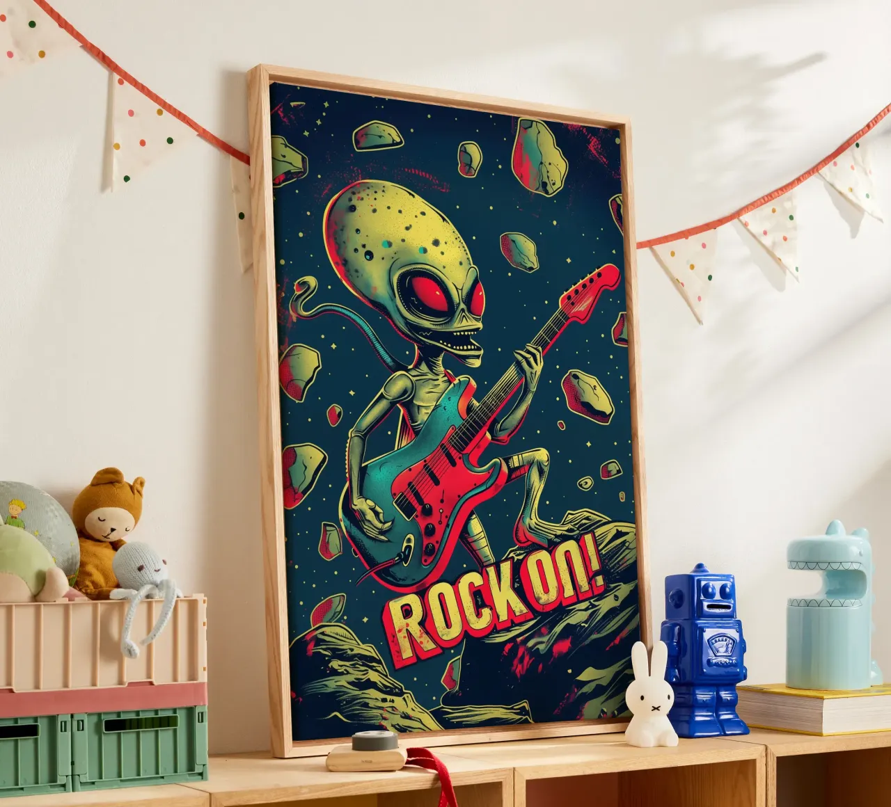 Hard Rock Alien con chitarra - Rock On tela con Cornice a cassetta da Autofocus