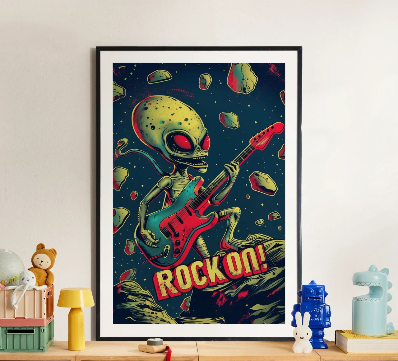 Hard Rock Alien mit Gitarre - Rock On Poster von Autofocus