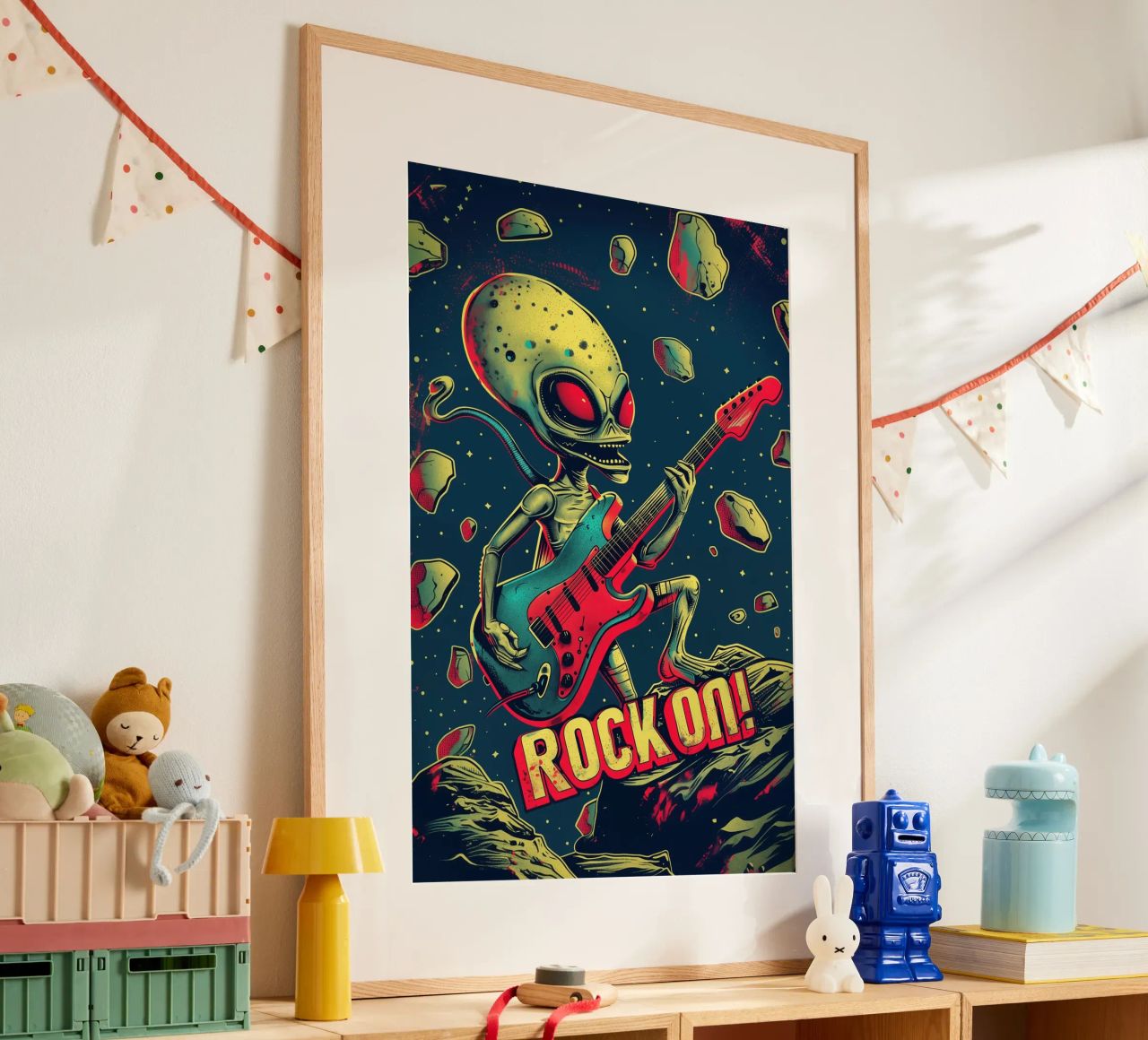 Hard Rock Alien mit Gitarre - Rock On Poster von Autofocus