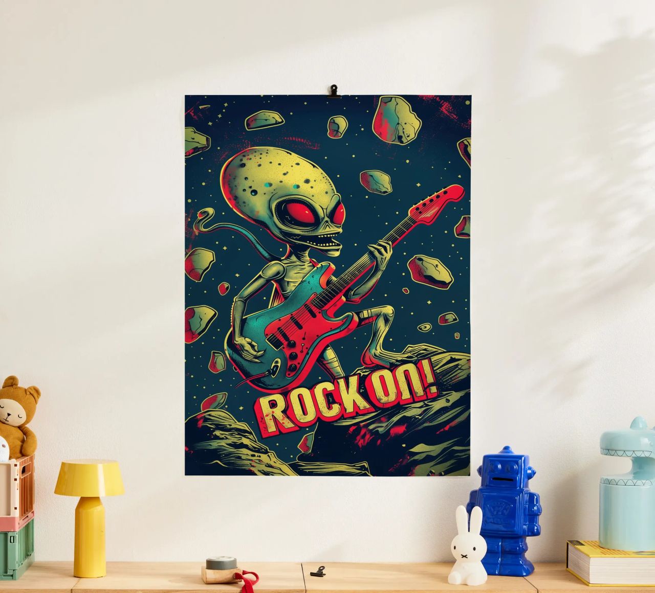 Hard Rock Alien mit Gitarre - Rock On Poster von Autofocus
