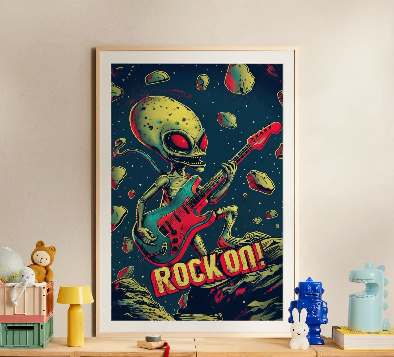 Hard Rock Alien mit Gitarre - Rock On Poster von Autofocus