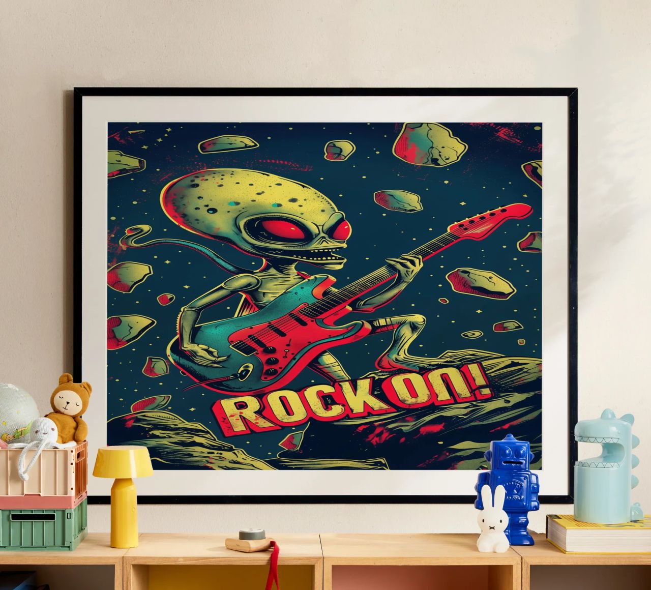 Hard Rock Alien mit Gitarre - Rock On Poster von Autofocus