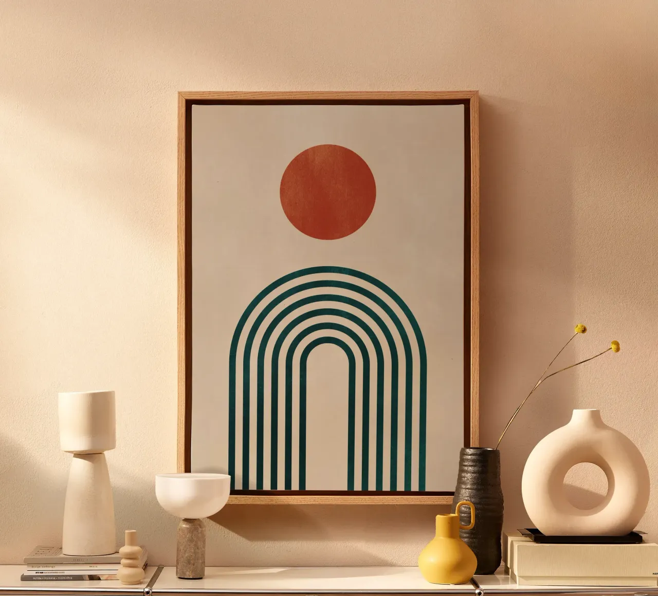 Abstract Minimal Geometric 6 canvas with Floater frame by Gaite