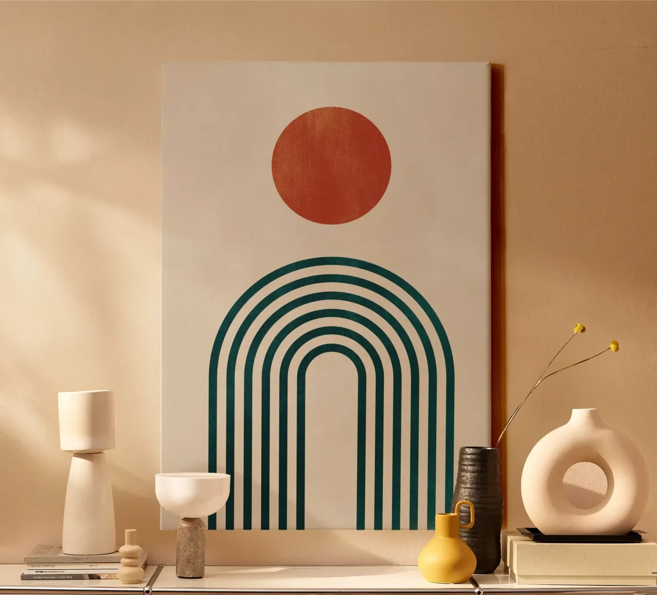 Abstract Minimal Geometric 6 canvas with Floater frame by Gaite